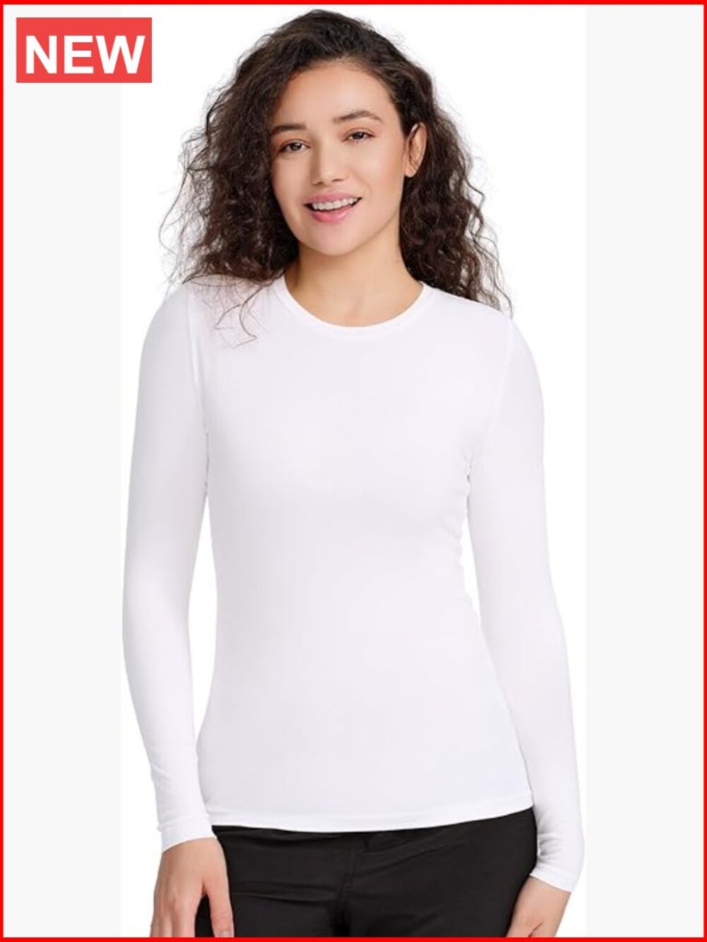 Long Sleeve Slim Fit Undershirt for Scrubs, 95% Polyester 5% Spandex